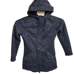 Madden Girl Womens M Charcoal Heather Knit Hooded Zip Up Button Jacket Coat